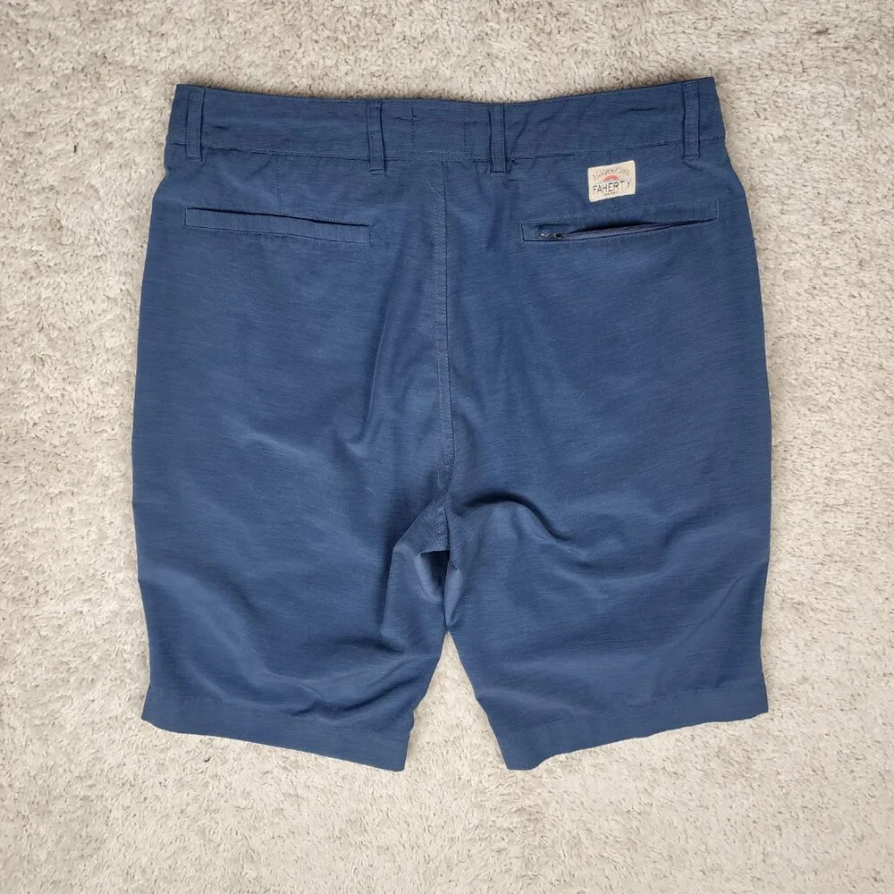Faherty All Day Shorts Drawstring Men 31 Blue Stretch 11” Performance Hybrid USA